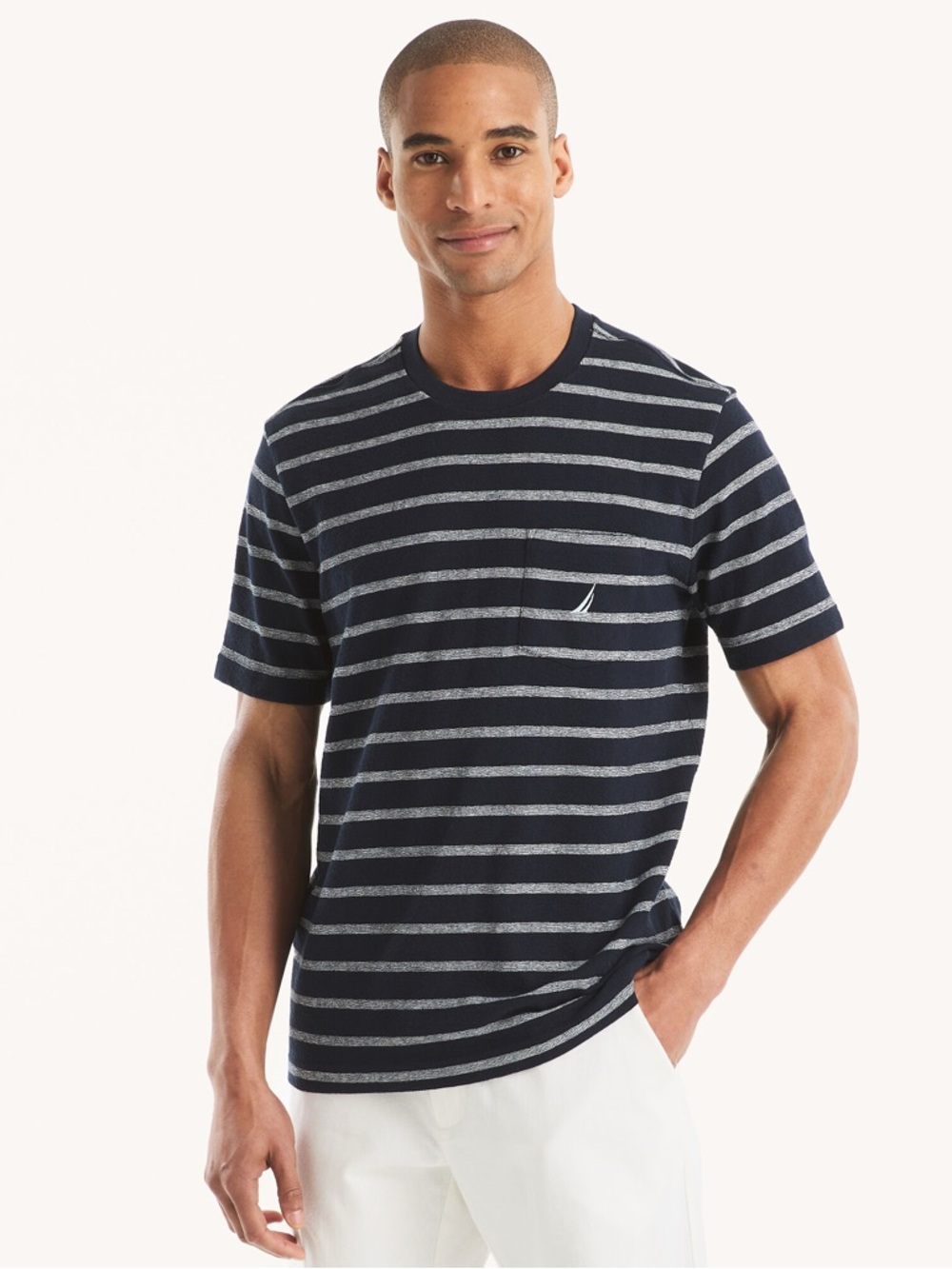 Striped Textured Crewneck T-Shirt